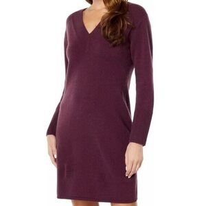 Vince wool and cashmere v-neck sweater dress in burgundy